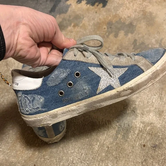 Golden Goose Denim Blue and Light Gray Sneakers